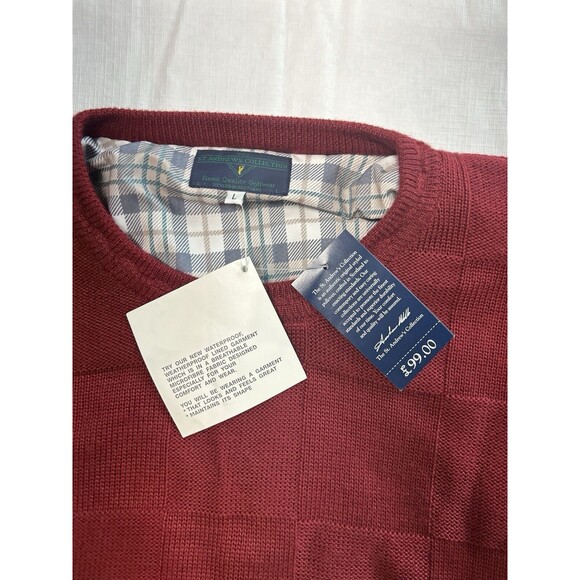 St Andrews Collection Lined Golf Sweater Mens Large Brick Red Made in Scotland - Picture 3 of 6
